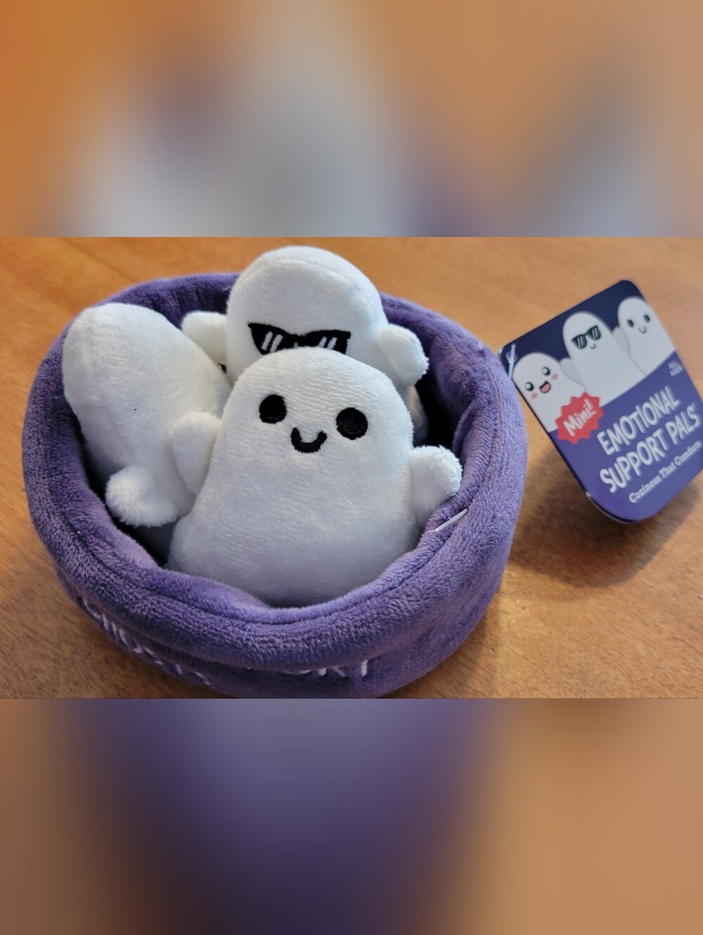 NWT Mini Emotional Support Pals Ghost Plush Toy Set - Purple Bed